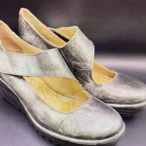 Fly London- Yasi Silver Women's Wedge Shoes